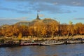 Quay of river Seine and glassa and steel roof of Grand Palais, PAris, France Royalty Free Stock Photo