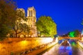 Quay of Seine and Notre Dame de Paris Royalty Free Stock Photo