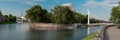 Quay and suspension bridge in Kharkov. Ukraine