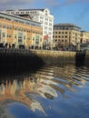 Quayside reflections in the river Tyne at Newcastle Royalty Free Stock Photo