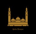 Quba mosque, Medina vector icon. Masjed Quba golden vector illustration