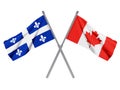 Quebec and Canada crossed flags Royalty Free Stock Photo