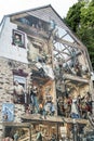 Quebec Canada 13.09.2017 Fresco Fresque Quebecois painting art wall Place Royale Old lower town painted city history