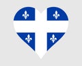 Quebec Canada Heart Flag. QC Canadian Love Shape Province Flag. Quebecer Banner Icon Sign Symbol Clipart. EPS Vector Illustration