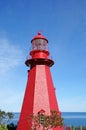 Quebec; Canada- june 25 2018 : lighthouse of La Martre in Gaspesie Royalty Free Stock Photo