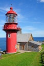 Quebec; Canada- june 25 2018 : lighthouse of Pointe a la Renommee in Gaspesie Royalty Free Stock Photo
