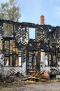 Quebec; Canada- june 25 2018 : an old burnt house in Sainte Madeleine de la Riviere Madeleine