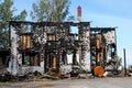 Quebec; Canada- june 25 2018 : an old burnt house in Sainte Madeleine de la Riviere Madeleine