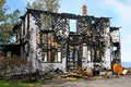 Quebec; Canada- june 25 2018 : an old burnt house in Sainte Madeleine de la Riviere Madeleine