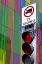 Quebec; Canada- june 25 2018 : traffic light in Montreal Royalty Free Stock Photo