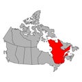 Quebec of Canada map shape, travel web flat concept icon vector illustration Royalty Free Stock Photo