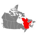 Quebec of Canada map shape, travel web flat concept icon vector illustration Royalty Free Stock Photo