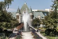 Quebec, Canada 12.09.2017 Modern fountain by Charles Daudelin in front of Gare du Palais train station in Quebec, Canada