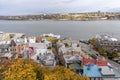 Quebec City old town street view and Saint Lawrence River in autumn. Royalty Free Stock Photo
