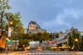 Stunning view of Old Quebec City and Frontenac Castle in autumn season, Quebec, Canada