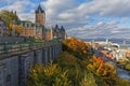 Terrasse Dufferin, ChÃÂ¢teau Frontenac and Petit Champlain Royalty Free Stock Photo