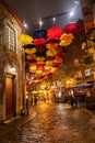 Quebec, Canada Sept 3, 2018:Umbrellas Petit Champlain Street in Quebec City Quebec QC Canada