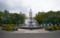 Quebec, Canada september 23, 2018: Facade of the Quebec Parliament building and the 'Fontaine de Tourny' fountain in