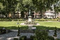 Quebec City 13.09.2017 Bronze statue Sancta Joanna D arc - Joan of Arc war memorial in a colorful garden on a sunny day