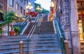 QUEBEC CITY, CANADA - AUGUST 2008: Central city streets on a rainy summer night Royalty Free Stock Photo