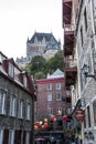 Quebec City Canada 13.09.2017 Lower Old Town Basse-Ville and Chateau Frontenac in Background Royalty Free Stock Photo