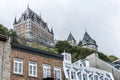 Quebec City Canada 13.09.2017 Lower Old Town Basse-Ville and Chateau Frontenac in Background Royalty Free Stock Photo