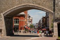 View of the old city through the St-Jean Gate in old city of Quebec