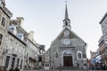 Quebec City Canada 13.09.2017 Place Royale Royal Plaza and Notre Dame de Victories Church UNESCO world heritage treasure Royalty Free Stock Photo