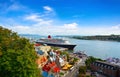 Cunard cruise ship docked at port Quebec City Royalty Free Stock Photo