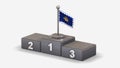 Quebec City 3D waving flag illustration on winner podium.