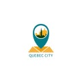 Quebec city map pin point vector logo