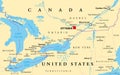 Quebec City Windsor Corridor, region in Canada, political map