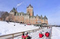 Quebec City in winter, traditional slide descent Royalty Free Stock Photo