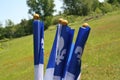 Quebec Culture Flags. National Day Celebration Patriot Saint Jean Baptist. Cultural Holiday, June 24th, Province in Canada. Royalty Free Stock Photo