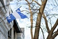Quebec flag in Montreal billowing in the breeze Royalty Free Stock Photo