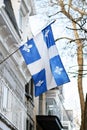 Quebec flag in Montreal billowing in the breeze Royalty Free Stock Photo