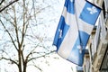 Quebec flag in Montreal billowing in the breeze Royalty Free Stock Photo
