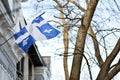 Quebec flag in Montreal billowing in the breeze Royalty Free Stock Photo