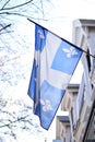 Quebec flag in Montreal billowing in the breeze Royalty Free Stock Photo