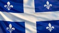 Quebec flag. Waving flag of Quebec province, Canada Royalty Free Stock Photo