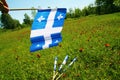 Quebec Flags. National Day Celebration Saint Jean Baptist. Holiday, June 24th, Province in Canada. Royalty Free Stock Photo