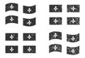 Quebec grunge flag set, dark gray isolated on white background, vector illustration for your web site design, app, UI. Canada Royalty Free Stock Photo