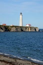 Quebec, the lighthouse of Cap les Rosiers in Gaspesie Royalty Free Stock Photo