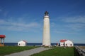 Quebec, the lighthouse of Cap les Rosiers in Gaspesie Royalty Free Stock Photo