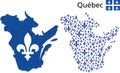 Quebec map with Fleur de Lys emblem Royalty Free Stock Photo