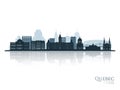 Quebec skyline silhouette with reflection.