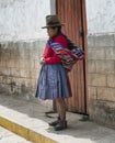 Quechua Indian woman from the Patachancha Community, Andes Mountains Royalty Free Stock Photo