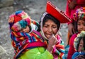 Quechua mother and baby in a village in the Andes, Ollantaytambo, Peru