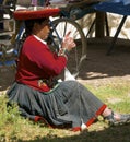 Native kichwa woman knitting, Peru