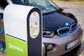 Quedlinburg, Germany, July 2022 : Electric cars charging station with BMW car